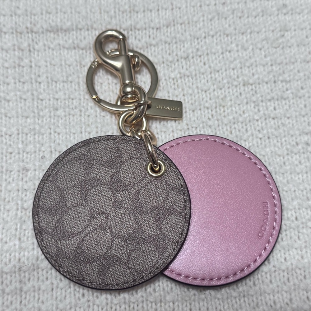 Coach Dual-Tone Pink and Brown Mirror Key Holder